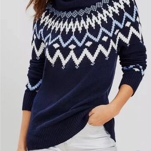 LOFT Fair Isle Cowlneck Sweater Women’s S Cozy